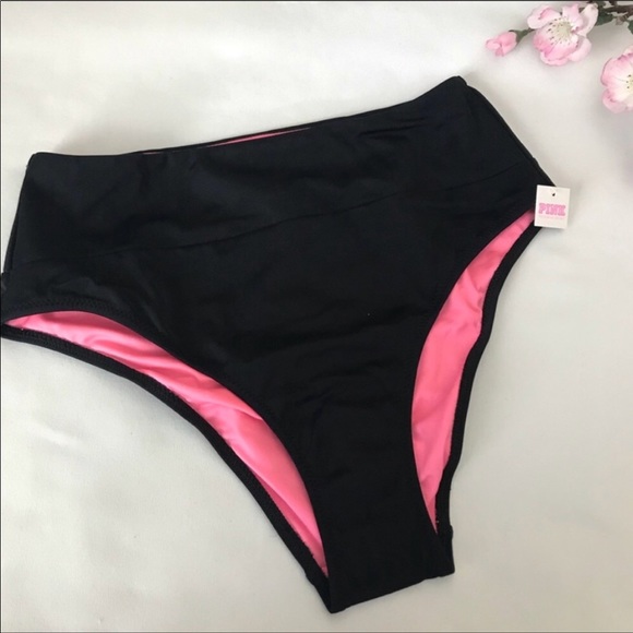 PINK Victoria's Secret Other - Black RUCHED KNOTTED HIGH WAIST BIKINI size M